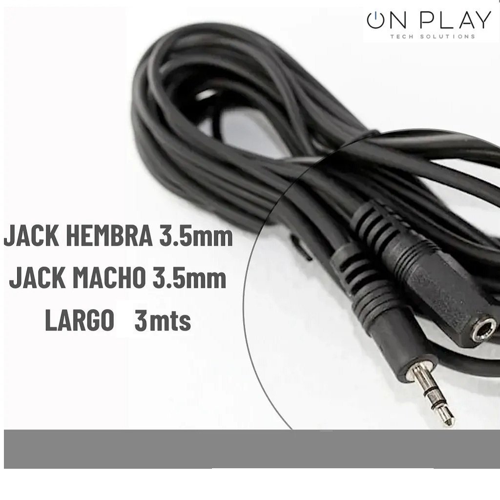 CABLE ALARGUE 3 METROS AURICULARES AUDIO MINI PLUG 3.5 A HEMBRA 3.5