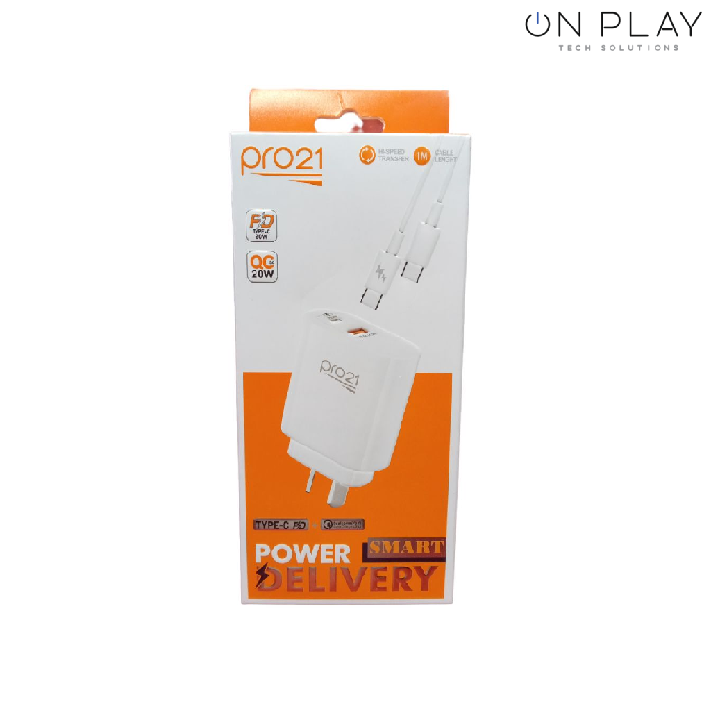 CABEZAL 20W C Y USB + CABLE TIPO C A TIPO C PRO 21