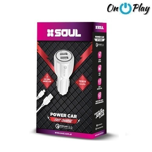 CARGADOR AUTO CARGA RAPIDA 3.0 QUICK CHARGE SOUL MICRO USB