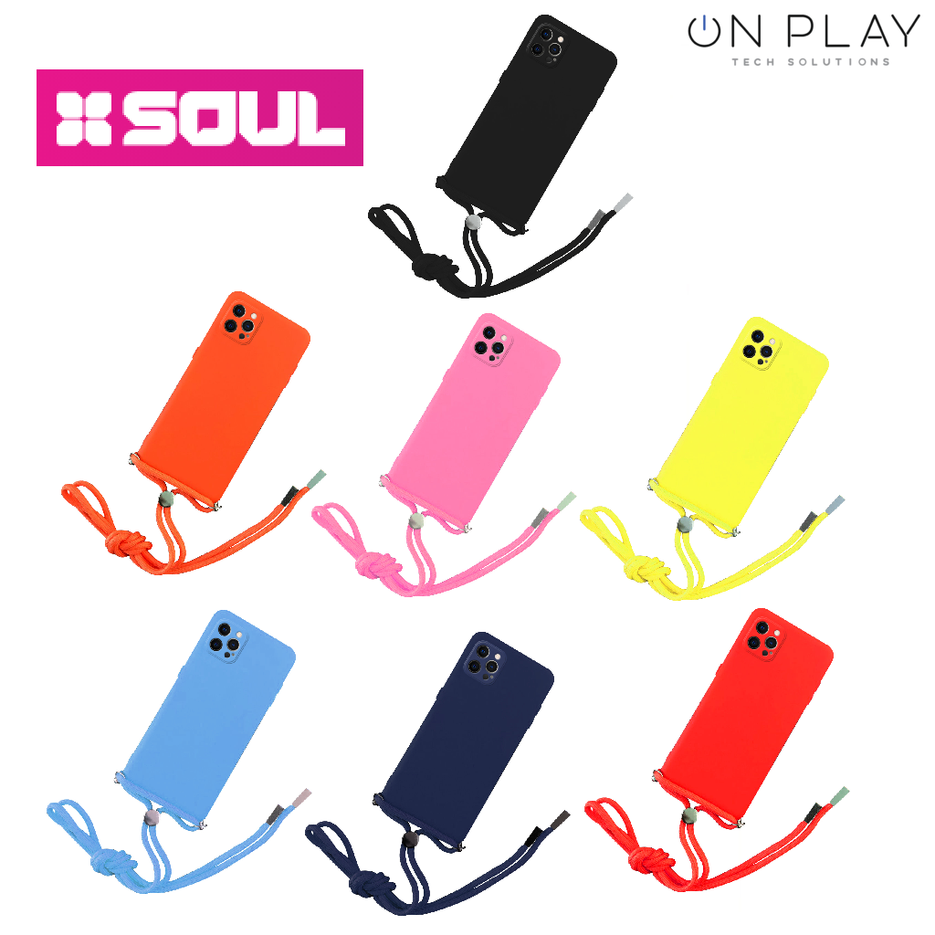 FUNDA SILICONA CON TIRA HANG CORREA SOUL IPHONE 13 PRO -