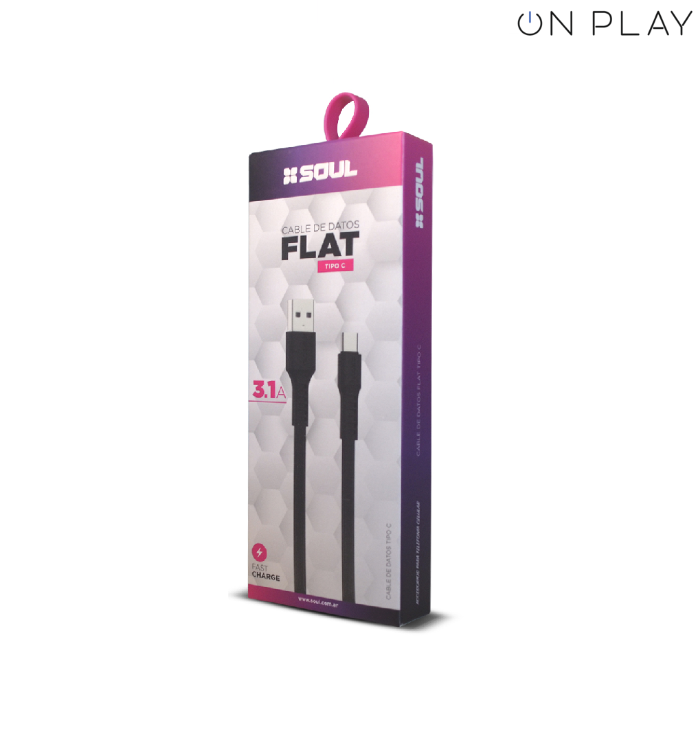Cable USB FLAT SOUL 3.1A USB a Tipo C