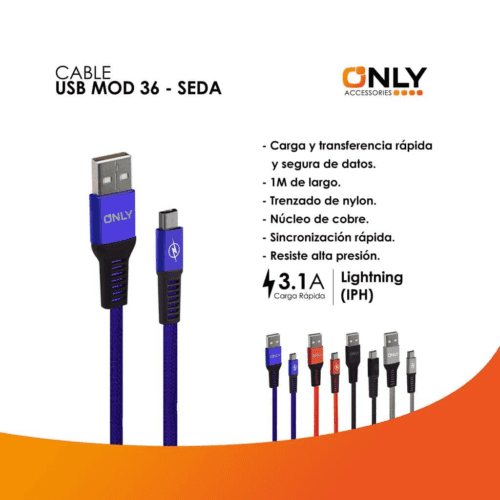 CABLE DE DATOS ONLY 3.1 SEDA IPHONE MOD36