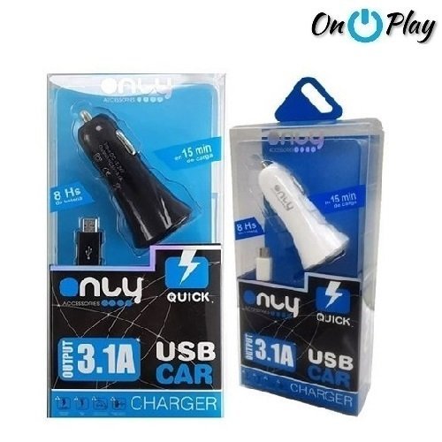 CARGADOR AUTO ONLY 3.1A 2 USB AZUL