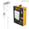 CARGADOR 220V LETS STARK 4.4A 2 USB + CABLE TIPO C -