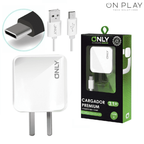 CARGADOR ONLY 3.1 PREMIUM 2 USB + CABLE MOD02 TIPO C