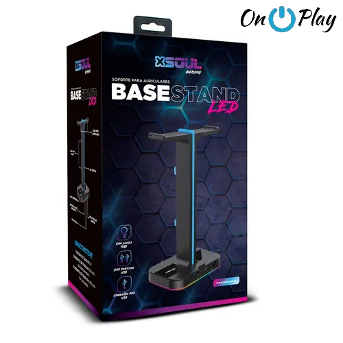 BASE PARA AURICULAR STAND RGB LED SOUL CON 2 USB