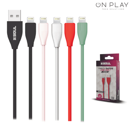 CABLE DE DATOS USB SOFT 2 METROS 2.0 AMP SOUL LIGHTHING PARA IPHONE –