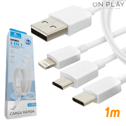 CABLE UNIVERSAL 3 EN 1 MICRO USB – TIPO C – LIGHTNING