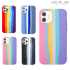 FUNDA SILICONA CON RAYITAS ARCOIRIS IPHONE 13 PRO -