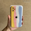 FUNDA SILICONA CON RAYITAS ARCOIRIS IPHONE 13 PRO -