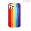 FUNDA SILICONA CON RAYITAS ARCOIRIS IPHONE 13 PRO -