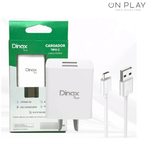 Cargador Dinax 4.2A Doble USB Tipo-C Carga Rápida + CABLE