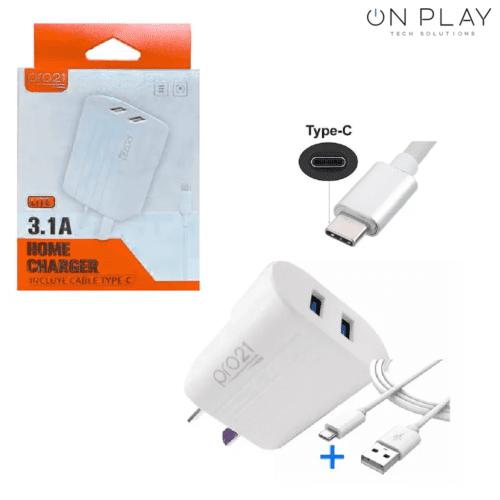 Cargador Rápido Pro21 2 USB 3.1A + Cable Tipo-C Reforzado