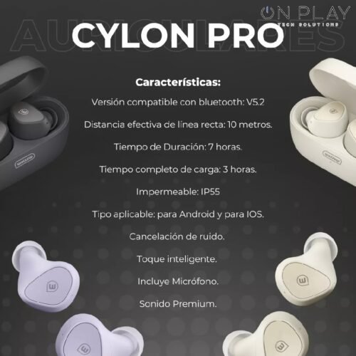 Auriculares Inalámbricos WOLLOW Cylon Pro Bluetooth 7Hs IOS