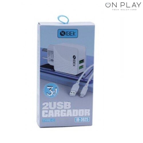 Cargador IBEK 3.1A Tipo-C + 2 USB IB-3025 Carga Rapida - Imagen 4